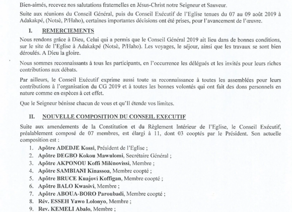 Circulaire d’affectation du 20 Août 2019 Circulaire d’affectation du 20 Août 2019