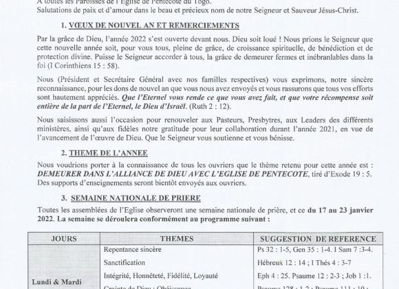 Lettre Circulaire du 04 Janv. 2022 Lettre Circulaire du 04 Janv. 2022
