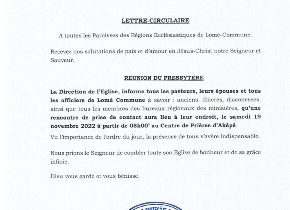 Lettre Circulaire du 06 Nov. 2022 Lettre Circulaire du 06 Nov. 2022